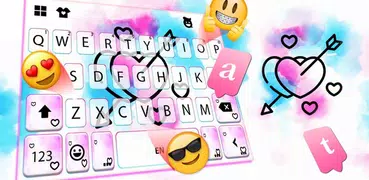 Tema Keyboard Watercolor Love 