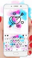 Tema Keyboard Watercolor Love  Cartaz