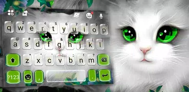 White Cute Cat Tema de teclado
