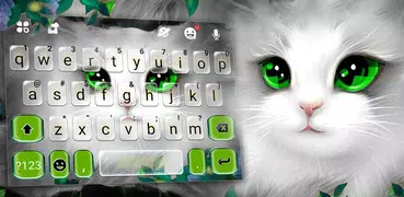 White Cute Cat Tastatur-Thema