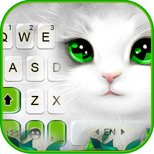 White Cute Cat Tema de teclado