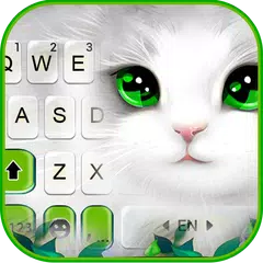 White Cute Cat Tastatur-Thema