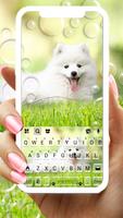 خلفية الكيبورد White Cute Puppy الملصق