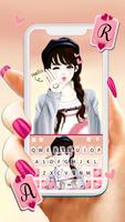 Wink Cute Girl Tastaturhintergrund Plakat