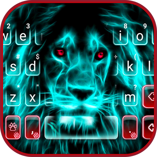 Tema Keyboard Wild Neon Lion