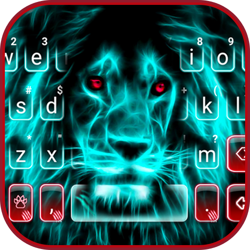 Wild Neon Lion Keyboard Theme