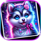 Siberian Husky Neon Led Theme icon