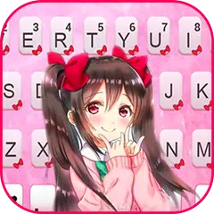Tema Keyboard Anime Pink Girl
