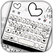 Black White Doodle Klavye Arka