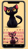 الكيبورد Black Cute Cat الملصق