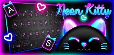 Black Neon Kitty Tema Tastiera
