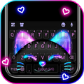 Cute Black Neon Kitty Keyboard Theme