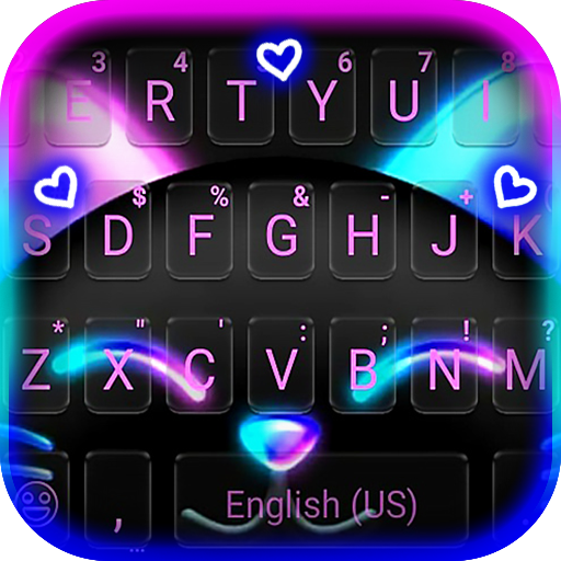 Tema Keyboard Black Neon Kitty