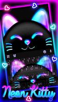 Tema Keyboard Black Neon Kitty Cartaz