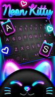 Tema Keyboard Black Neon Kitty imagem de tela 1