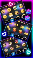 Tema Keyboard Black Neon Kitty imagem de tela 3