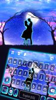 خلفية الكيبورد Blue Neon Coupl الملصق