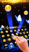 Тема для клавиатуры Blue Neon Butterfly скриншот 1