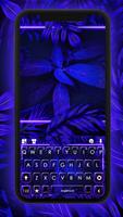 خلفية الكيبورد Blue Neon Leave الملصق