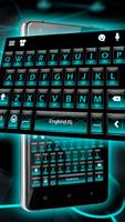 Tema Keyboard Blue Neon Fonts  poster