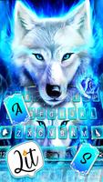 Tema Keyboard Blue Night Wolf poster