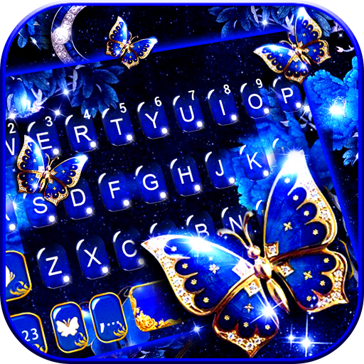 Blue Fancy Butterfly Teclado