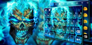 Blue Flame Skull Keyboard Them