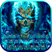 ikon Tema Keyboard Blue Flame Skull