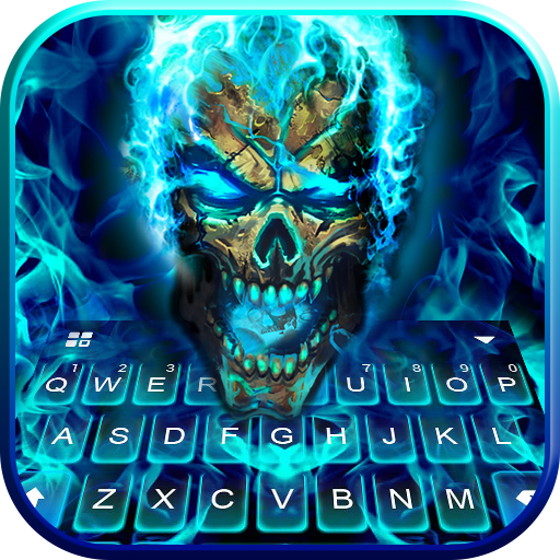 Blue Flame Skull Tastatur-Them