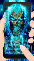 Blue Flame Skull Plakat