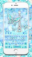 最新版、クールな Blue Paris Butterfly  ポスター