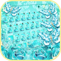 最新版、クールな Blue Rose Butterfly のテーマキーボード