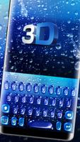 Blue 3d Water Drop Keyboard Th پوسٹر