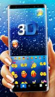 Blue 3d Water Drop Tema Papan  syot layar 2