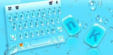 Blue 3d Waterdrops Keyboard Th