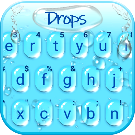 Blue 3d Waterdrops Tastatur-Th