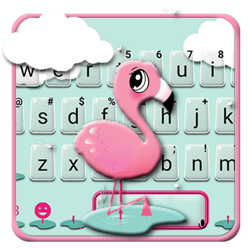 Cartoon Pink Flamingo Keyboard