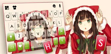 Christmas Cat Girl Keyboard Ba