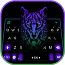 Cool Neon Blue Wolf Klavye Arkaplanı APK