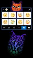 Fundo do Teclado Cool Neon Blue Wolf imagem de tela 2