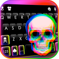 Color Glitch Skull Keyboard Background