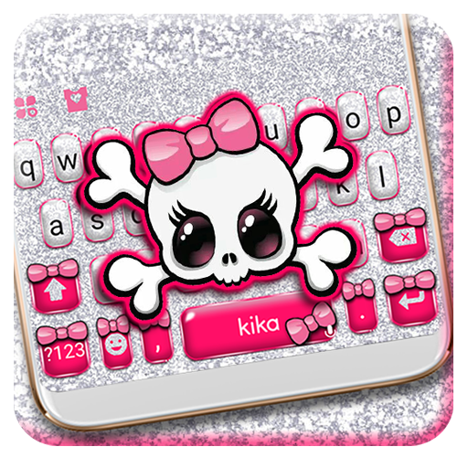Cute Bow Skull Keyboard Theme