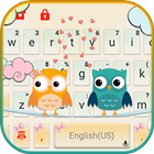Tema Keyboard Cute Couple Owls ícone