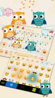 Tema Keyboard Cute Couple Owls imagem de tela 2