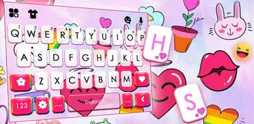 Cute Pink Doodle Teclado