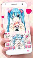 Tema Keyboard Cute School Girl poster