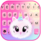 Cute Unicorn Fluffy Klavye Arkaplanı simgesi