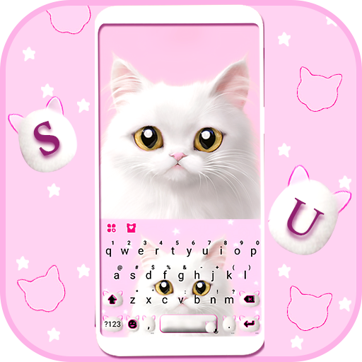 Cute White Cat 主題鍵盤