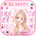 Cute Wink Girl Keyboard Theme