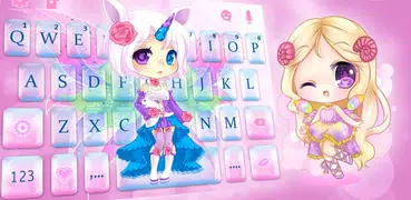 最新版、クールな Cuteness Unicorn Fairy のテーマキーボード